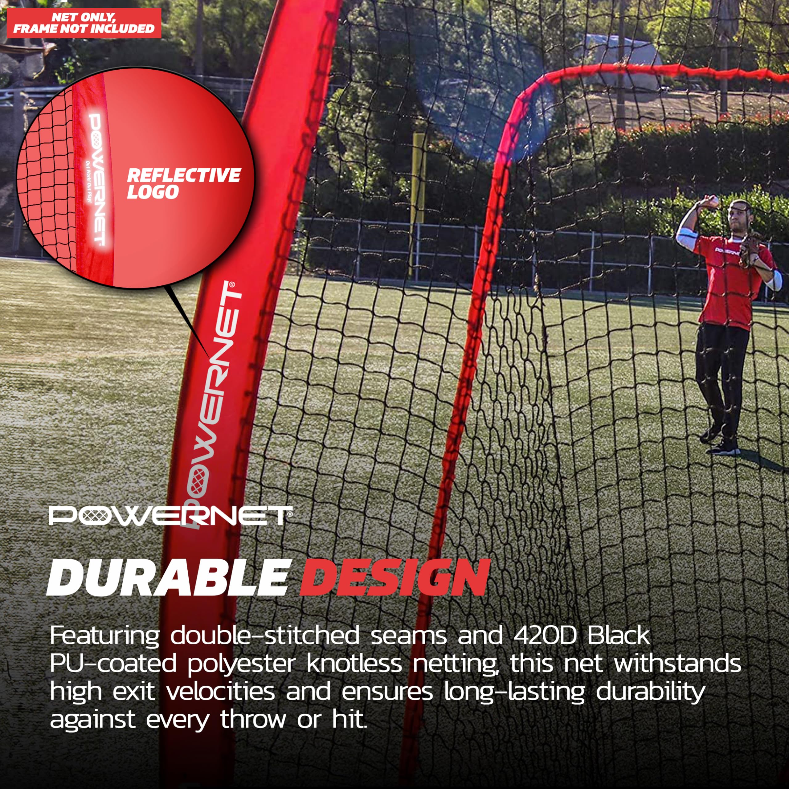 PowerNet 4x7 FT Portable Infielder Training NET ONLY, Softball Baseball Replacement Practice Net for Pitching and Hitting, Ball Catcher Pocket, 28 SQFT Protection, Team Colors - Image 5