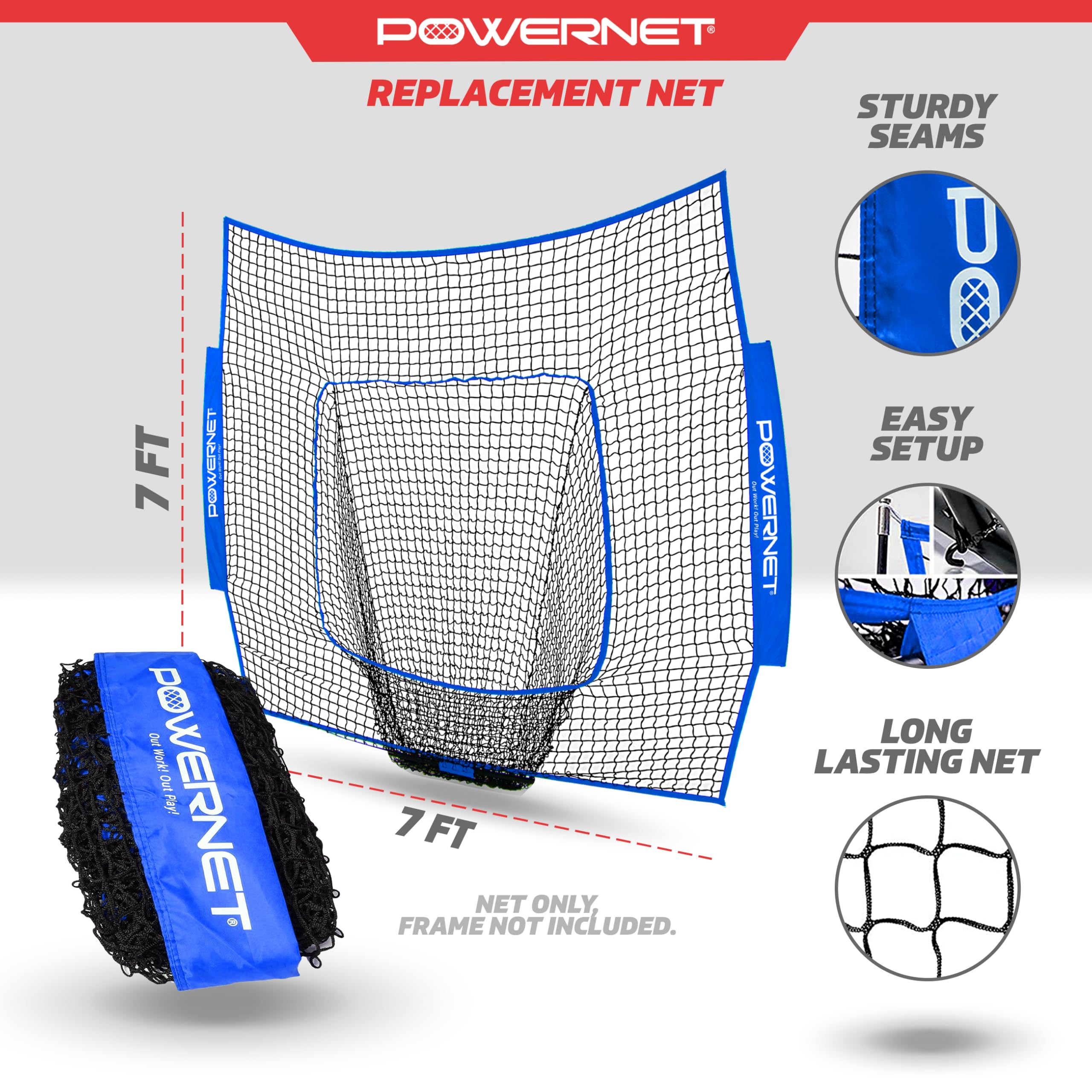 PowerNet Baseball Softball Practice Net 7x7 with Baseball Accessories for Practice Pitching, Batting & Fielding, Ball Caddy, Weighted Baseballs, Tee - Image 3