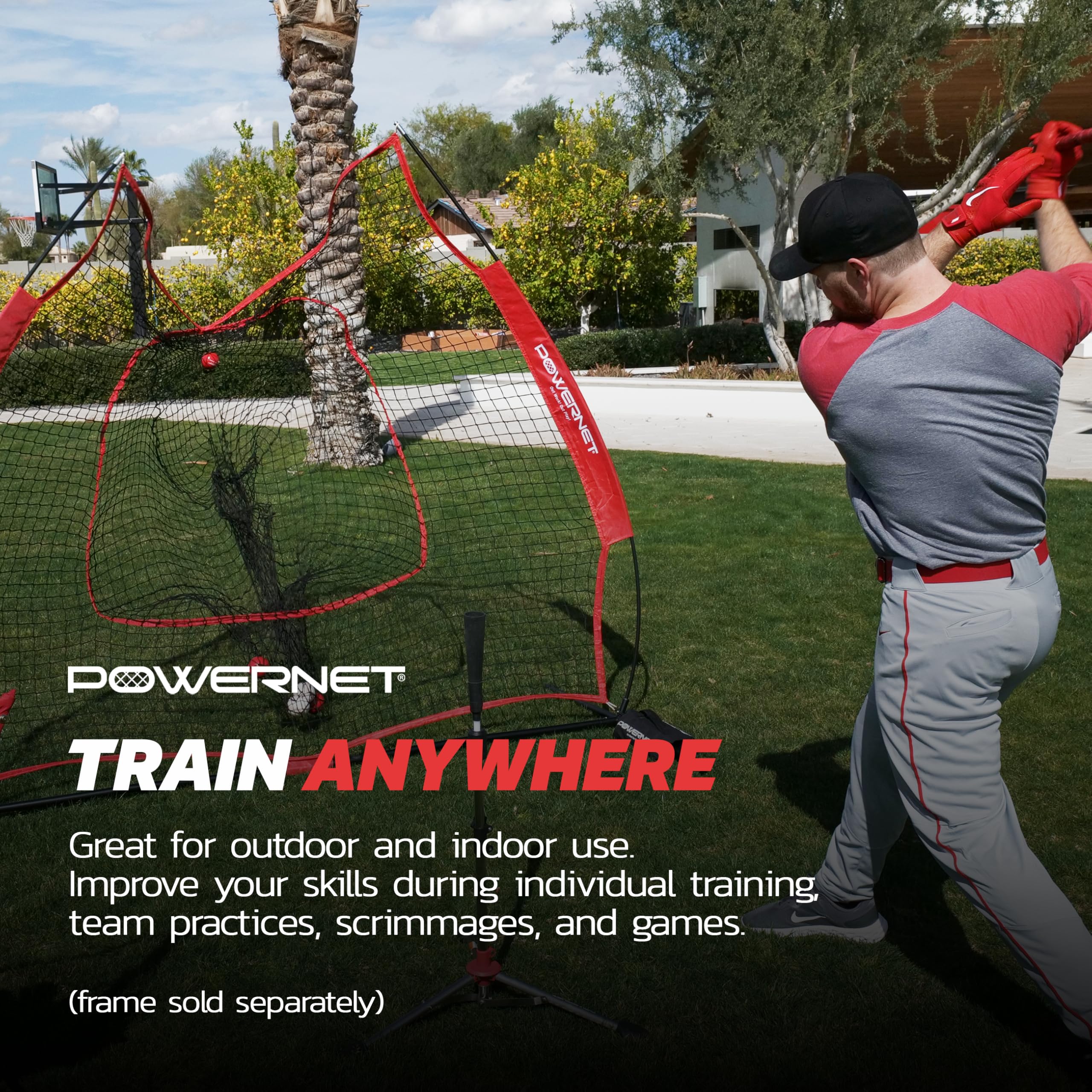 PowerNet Baseball Softball Practice Net 7x7 with Baseball Accessories for Practice Pitching, Batting & Fielding, Ball Caddy, Weighted Baseballs, Tee - Image 4