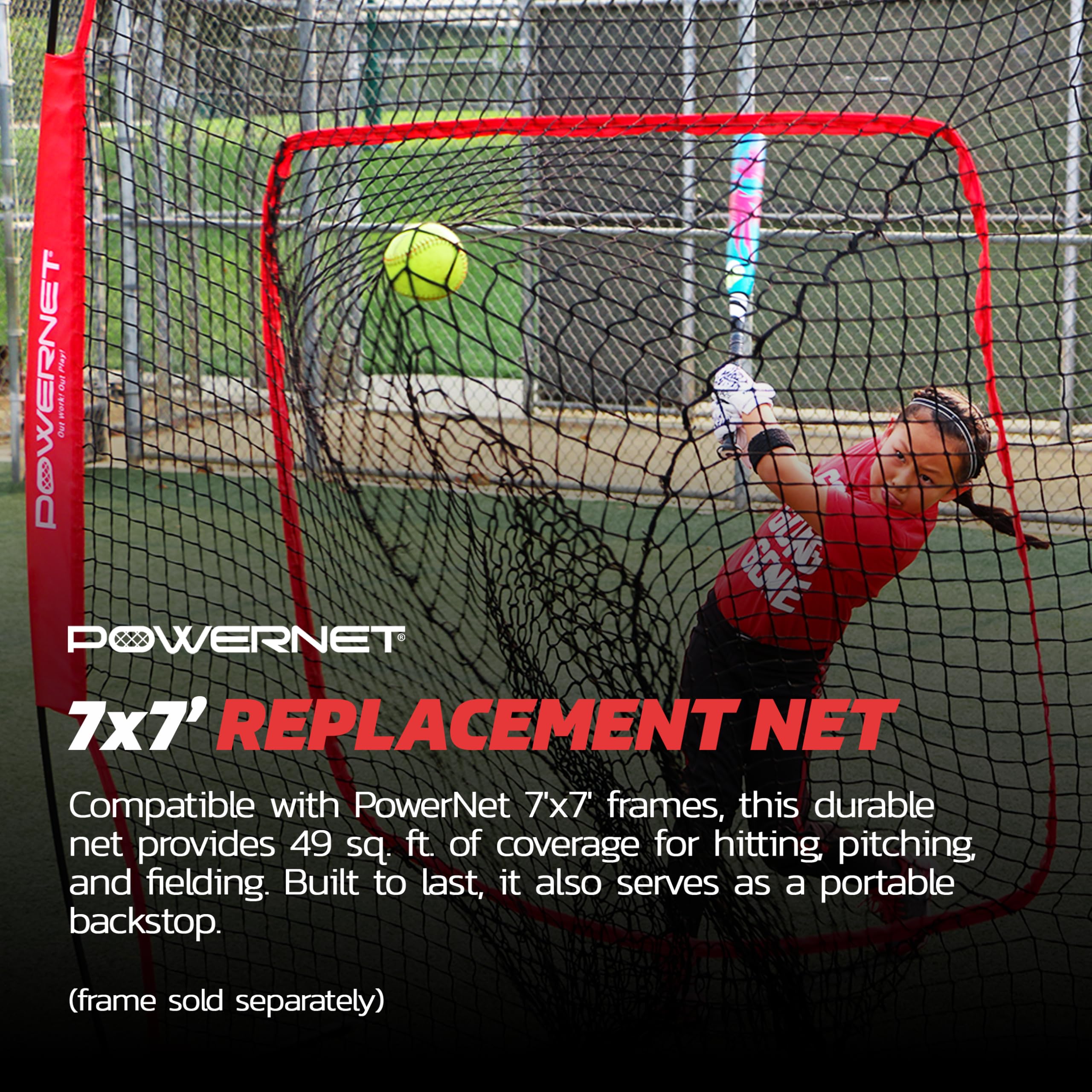 PowerNet Baseball Softball Practice Net 7x7 with Baseball Accessories for Practice Pitching, Batting & Fielding, Ball Caddy, Weighted Baseballs, Tee - Image 5