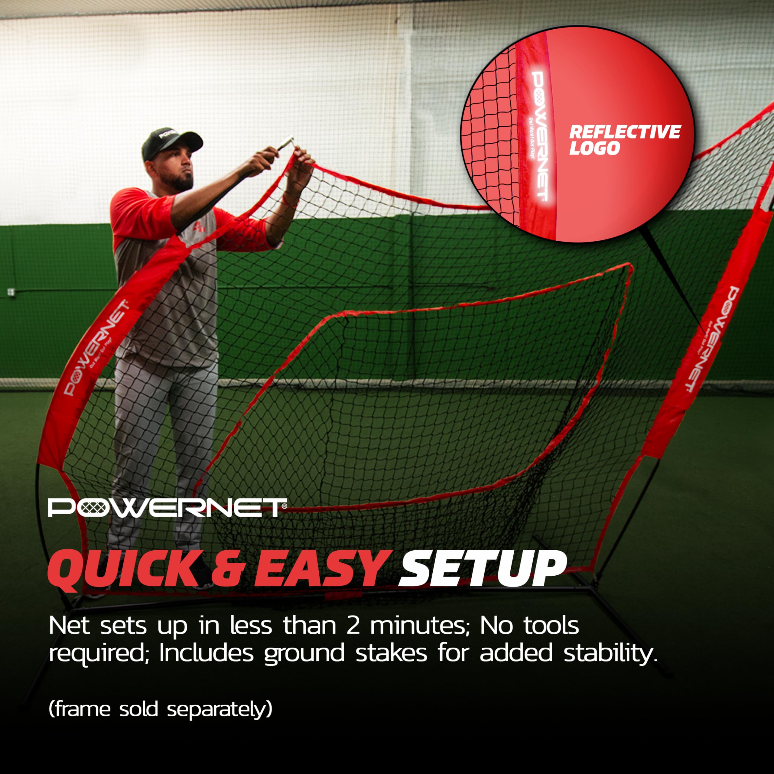 PowerNet Baseball Softball Practice Net 7x7 with Baseball Accessories for Practice Pitching, Batting & Fielding, Ball Caddy, Weighted Baseballs, Tee - Image 6