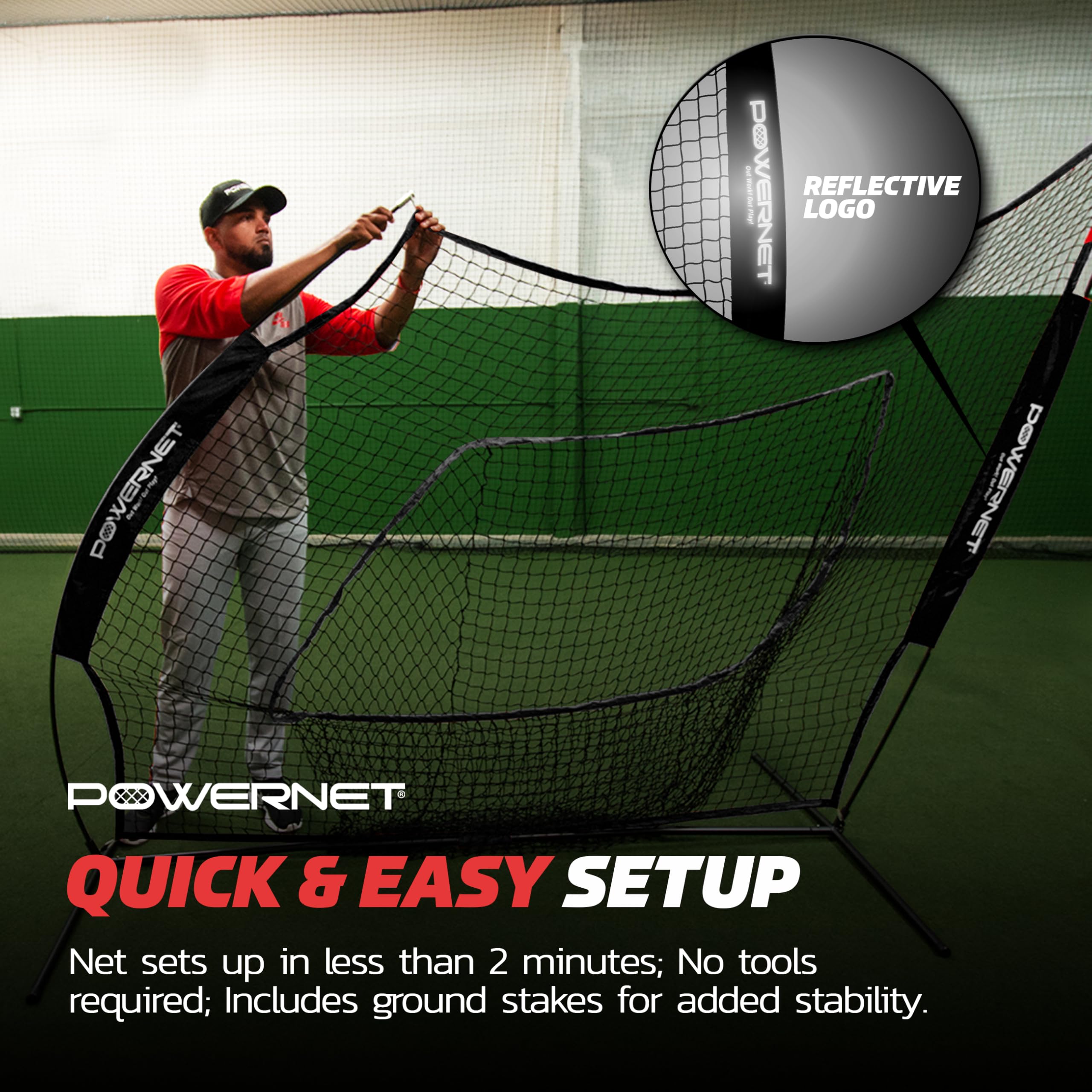 PowerNet Baseball Softball Practice Net 7x7 with Baseball Accessories for Practice Pitching, Batting & Fielding, Ball Caddy, Weighted Baseballs, Tee - Image 6