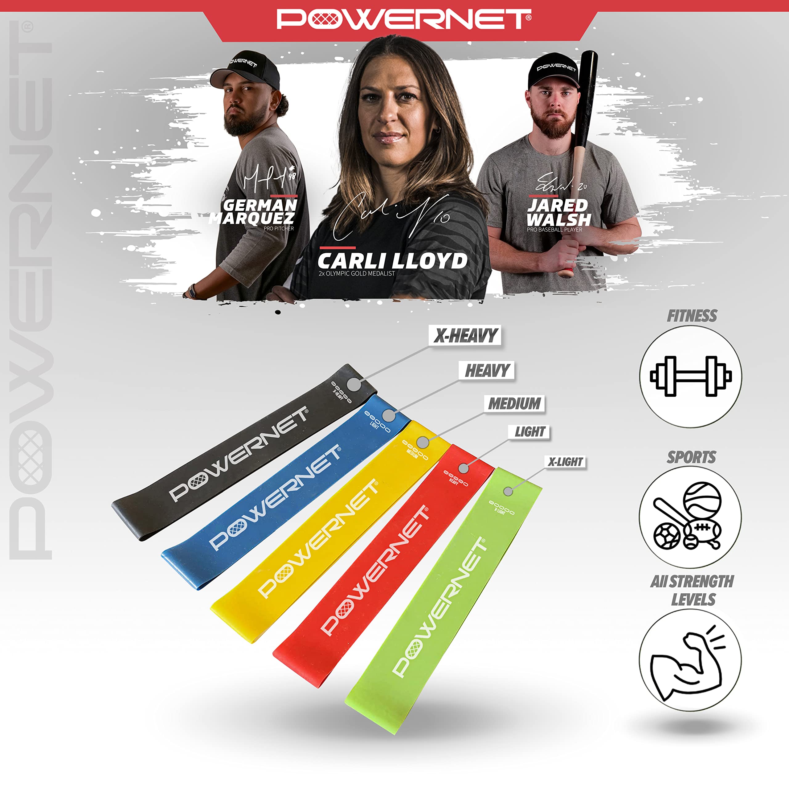 PowerNet Carli Lloyd 12x6 Soccer Goal, Resistance Loop Exercise Bands Bundle - Image 4