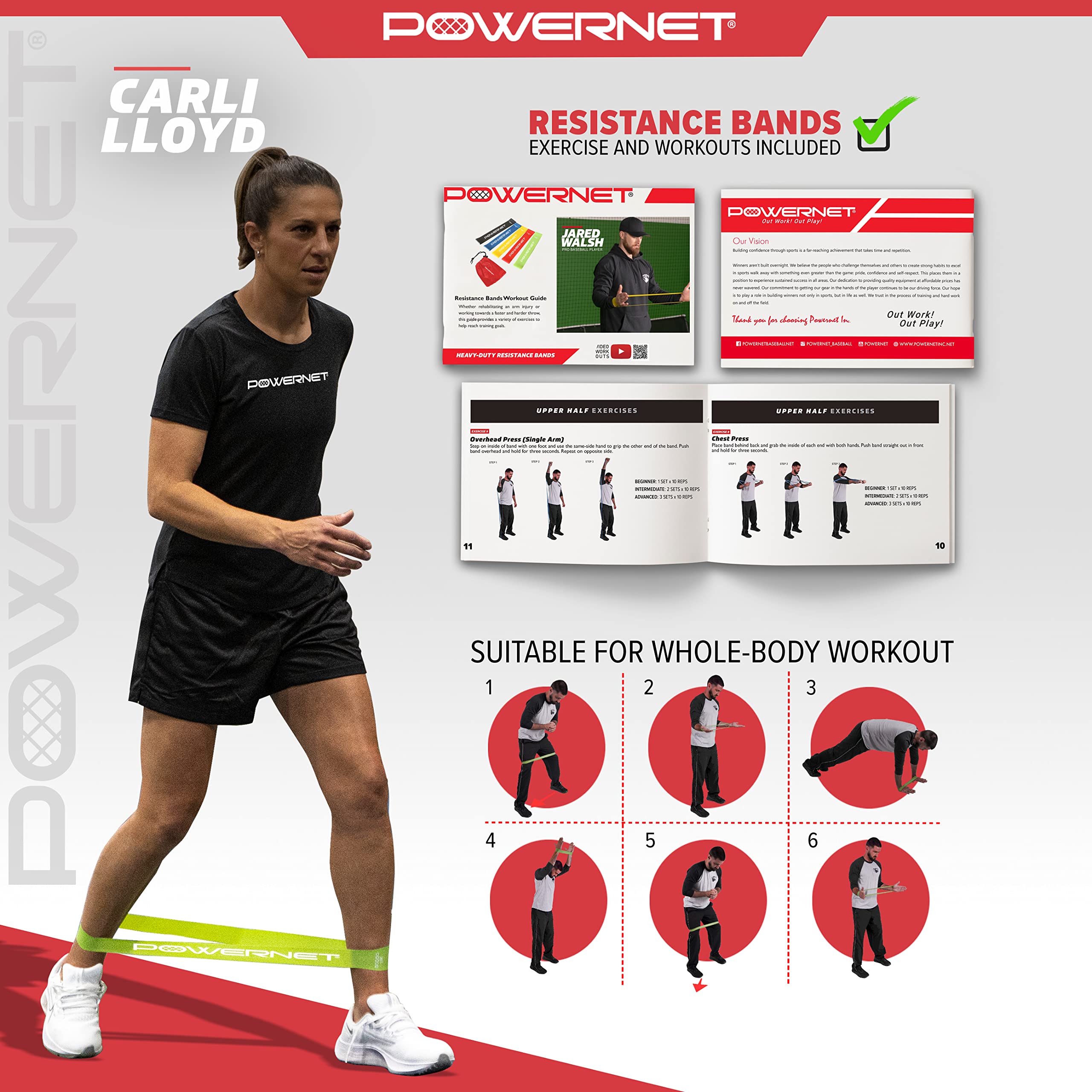 PowerNet Carli Lloyd 12x6 Soccer Goal, Resistance Loop Exercise Bands Bundle - Image 5
