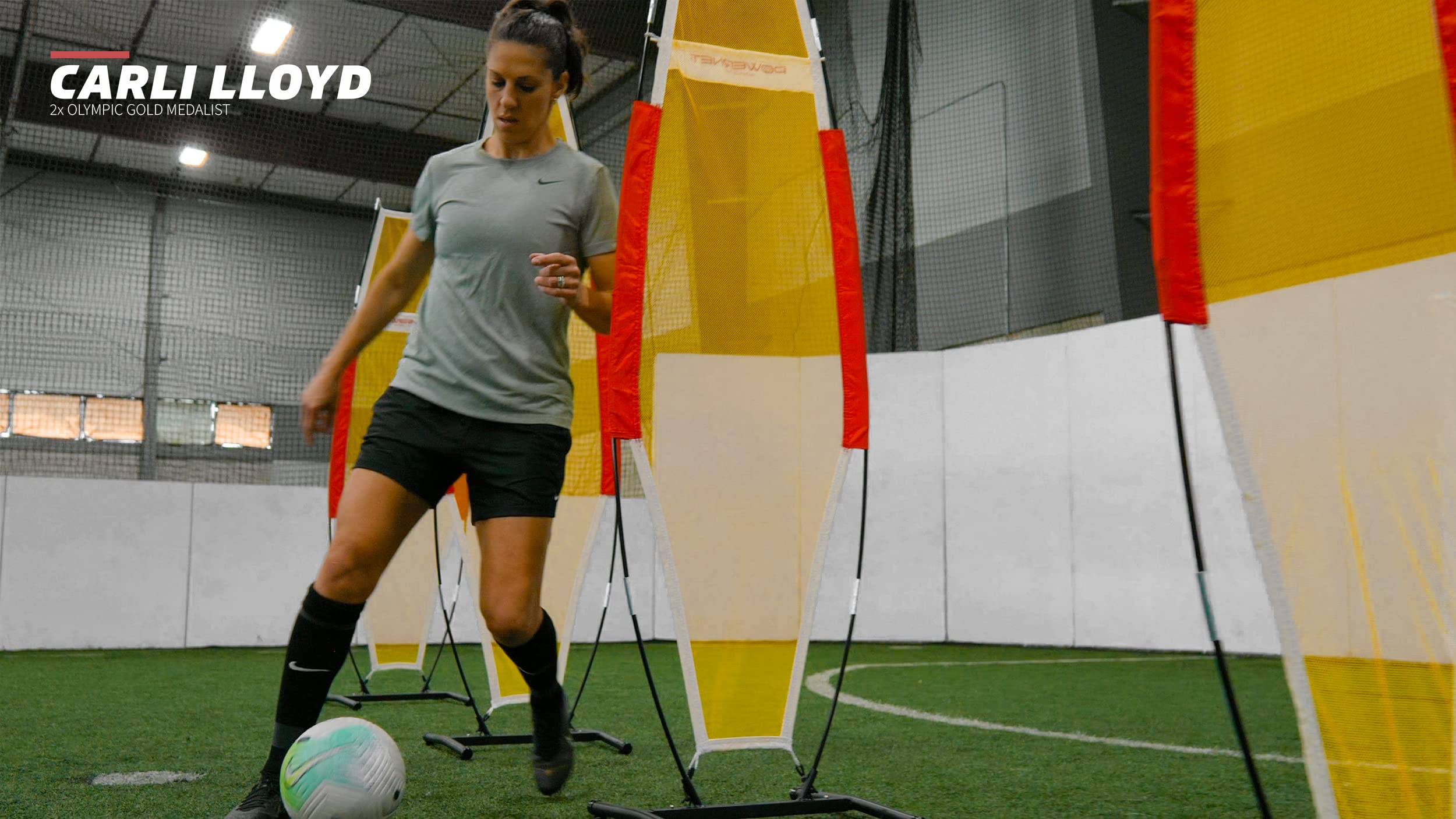 PowerNet Carli Lloyd Solo Soccer Training Bundle, Enhance Your Offense Skills by Simulating Under Pressure Situation Drills, Includes 12x6 Goal & 2 Defenders - Image 4