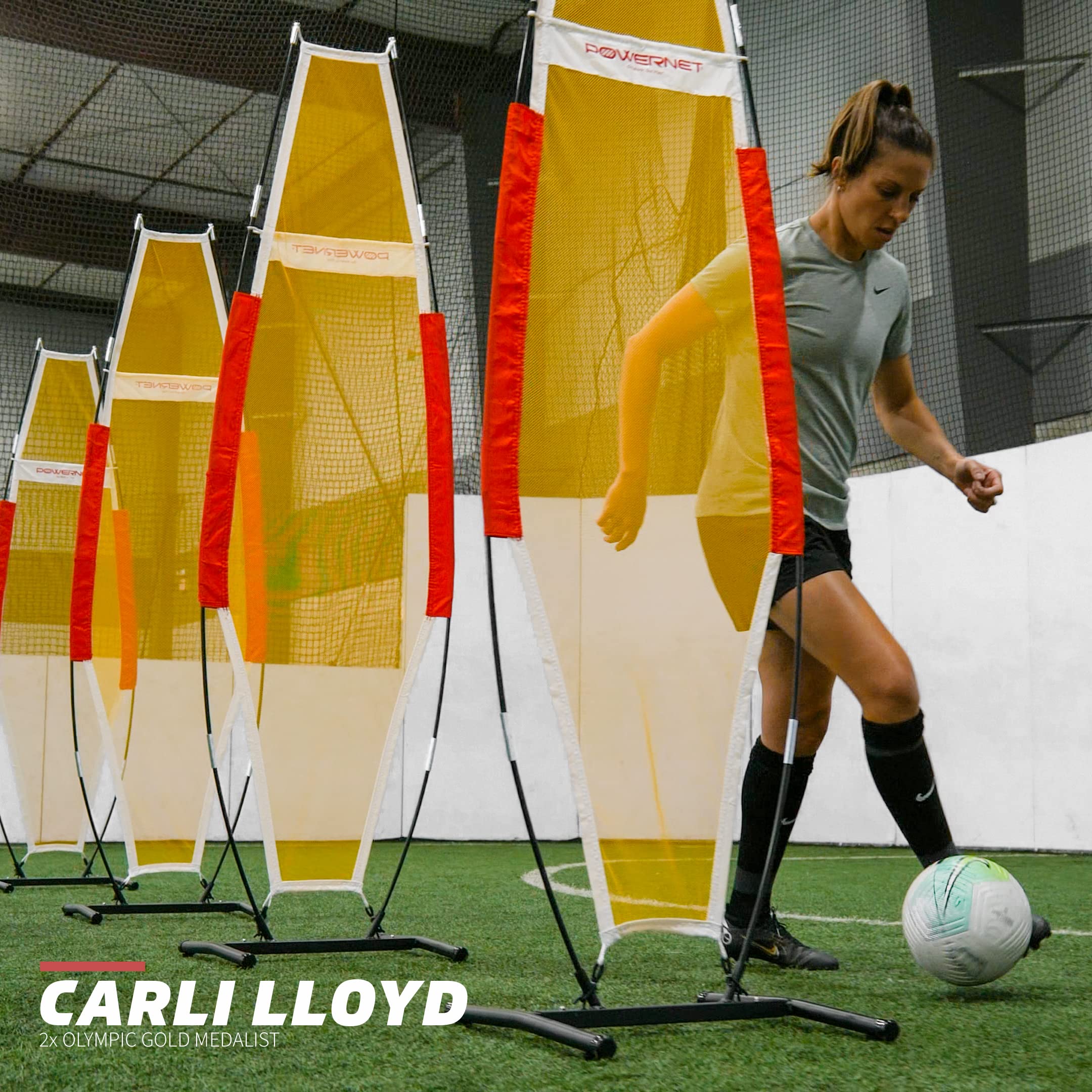 PowerNet Carli Lloyd Solo Soccer Training Bundle, Enhance Your Offense Skills by Simulating Under Pressure Situation Drills, Includes 12x6 Goal & 2 Defenders - Image 7