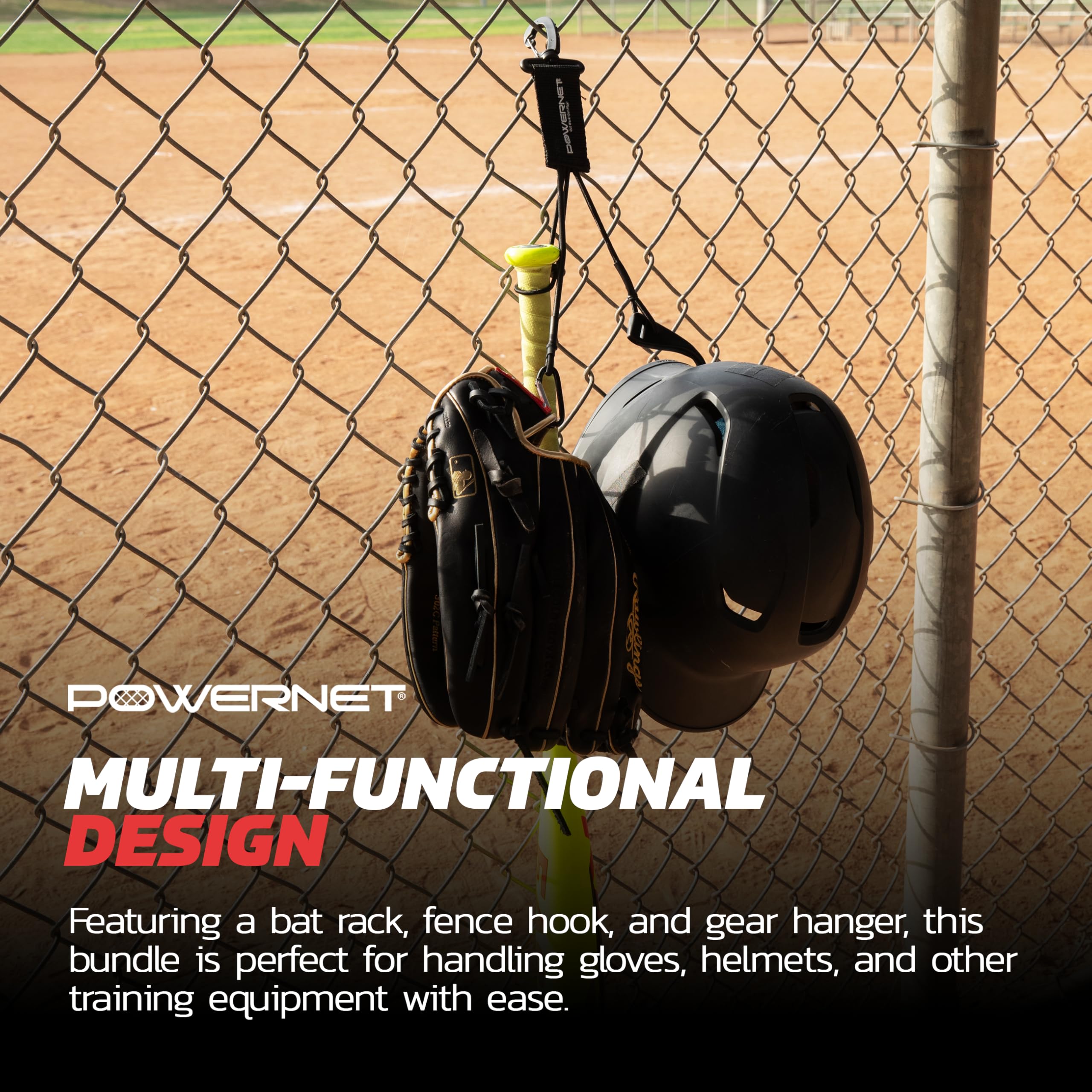 PowerNet Dugout Organizers, Softball & Baseball Bat Fence Rack, Multi-Clip Gear Hanger, Two Fence Hooks or Dugout Bundle, Baseball Coaching Accessories, Baseball Equipment Dugout Organizer with Hooks - Image 4