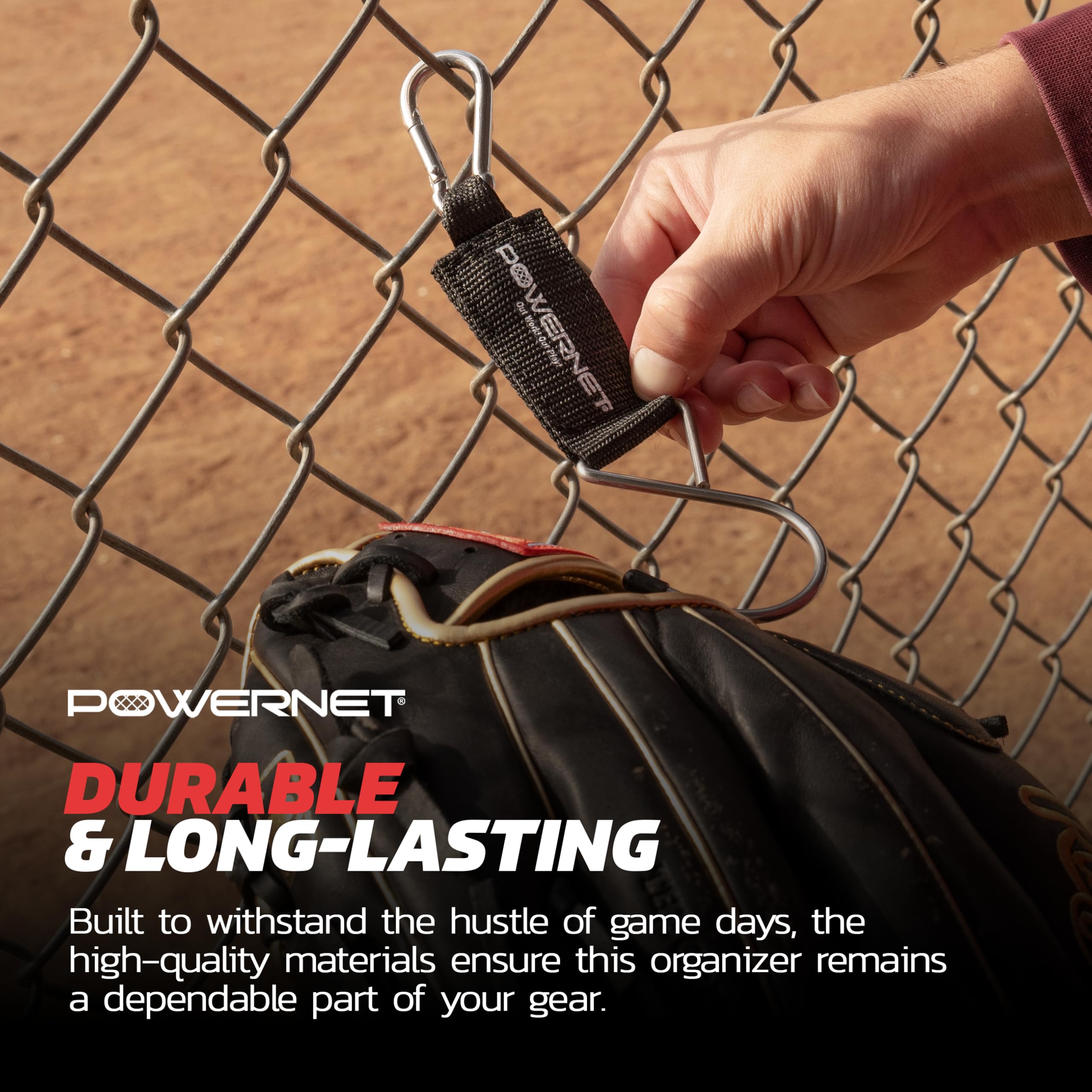 PowerNet Dugout Organizers, Softball & Baseball Bat Fence Rack, Multi-Clip Gear Hanger, Two Fence Hooks or Dugout Bundle, Baseball Coaching Accessories, Baseball Equipment Dugout Organizer with Hooks - Image 6