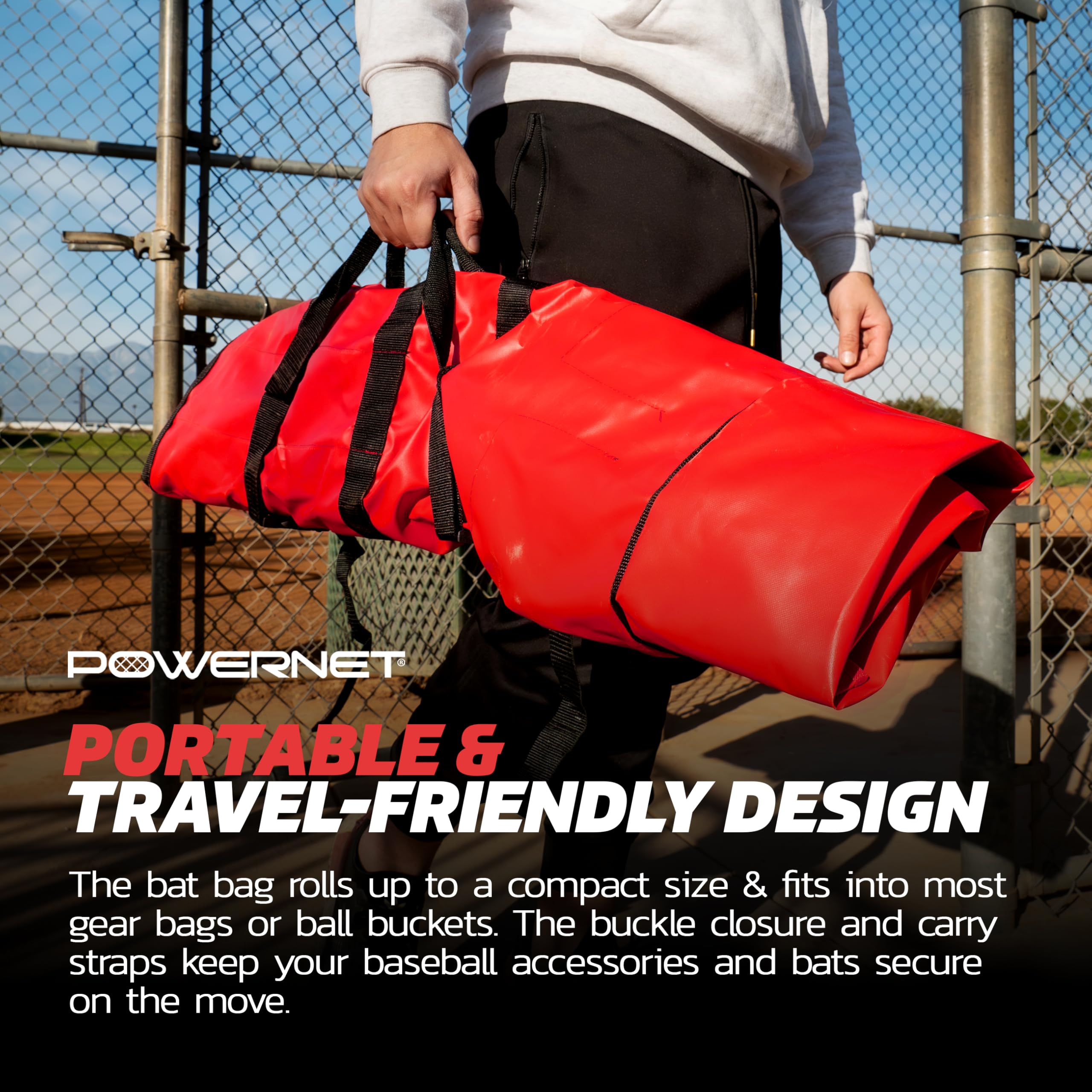 PowerNet Hanging Bat Bag Caddy for Baseball and Softball Teams, Dugout Organizer, Holds 12 Bats on Fence - Image 6