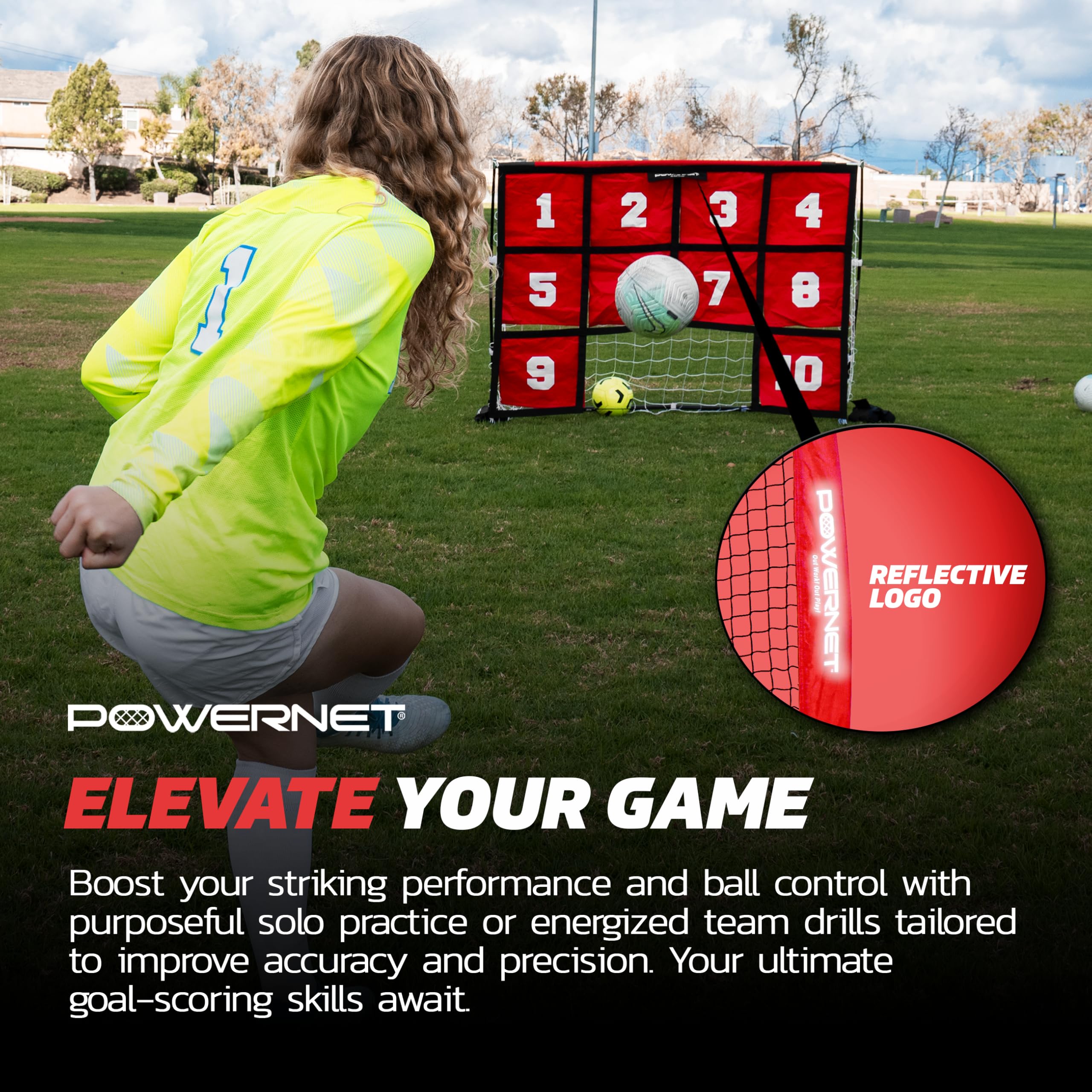 PowerNet Numbered Target Soccer Goal, 6x4 FT Net, 10 Numbered Zones, Soccer Goal with Targets for Accuracy Training, Portable Training Equipment - Image 4