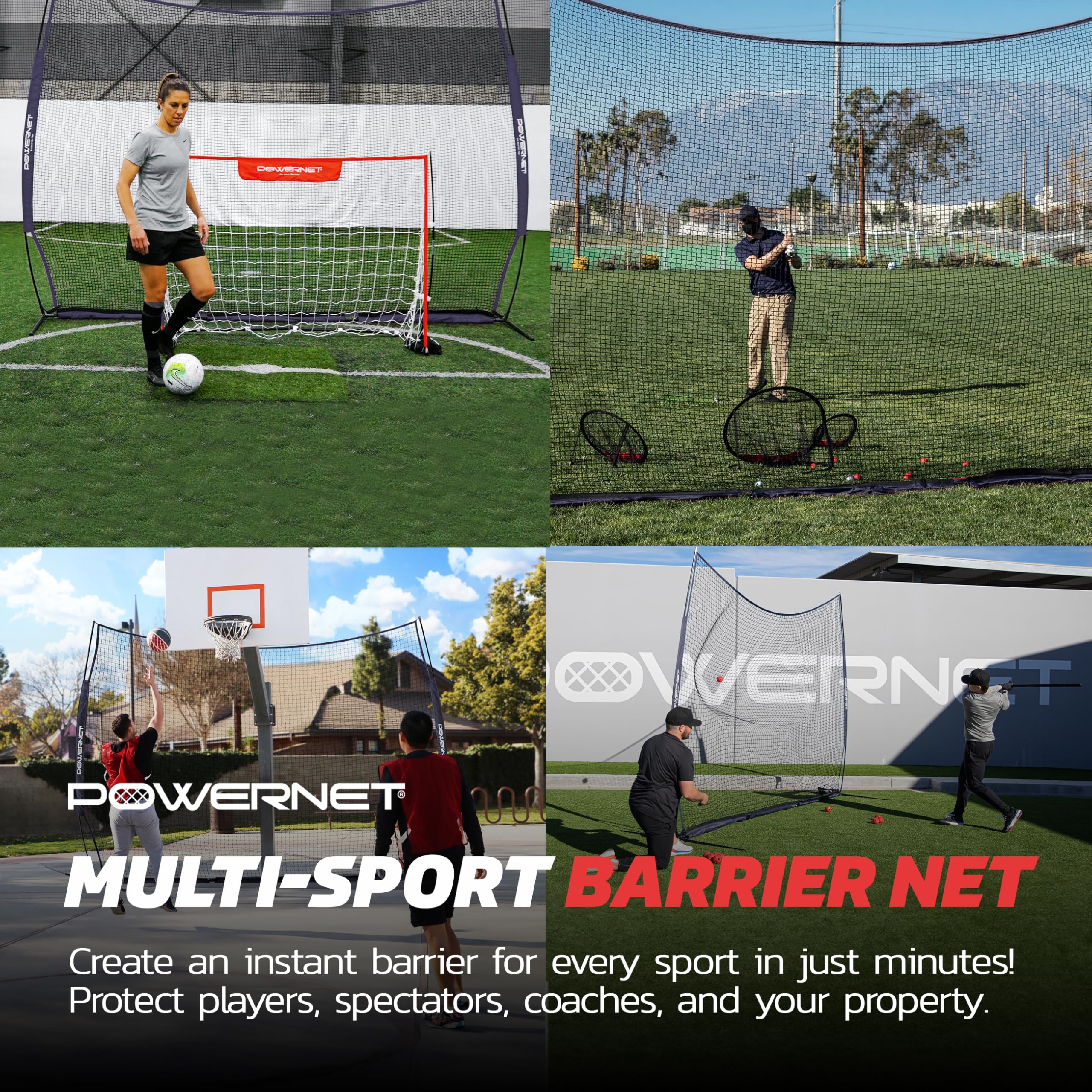 PowerNet Portable Sports Rebounder -Basketball, Volleyball, Soccer, Baseball, Softball and Lacrosse, Backyard & Garage Backstop, Indoor Outdoor Safety Net for Protection - Image 4