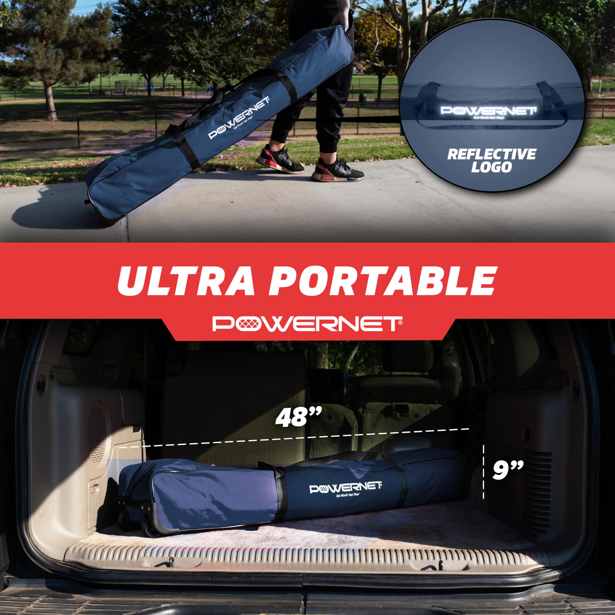 PowerNet Portable Sports Rebounder -Basketball, Volleyball, Soccer, Baseball, Softball and Lacrosse, Backyard & Garage Backstop, Indoor Outdoor Safety Net for Protection - Image 5