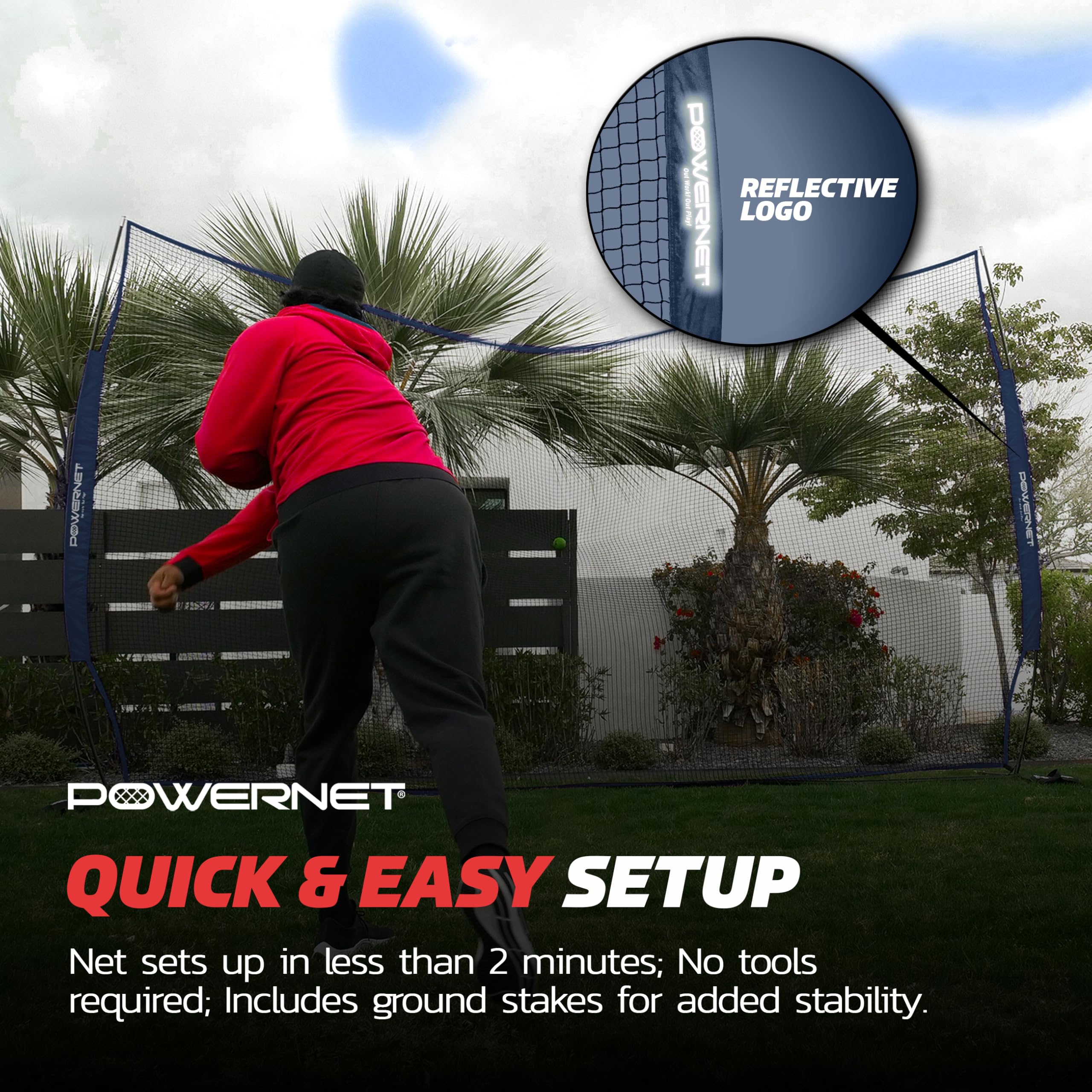 PowerNet Portable Sports Rebounder -Basketball, Volleyball, Soccer, Baseball, Softball and Lacrosse, Backyard & Garage Backstop, Indoor Outdoor Safety Net for Protection - Image 6