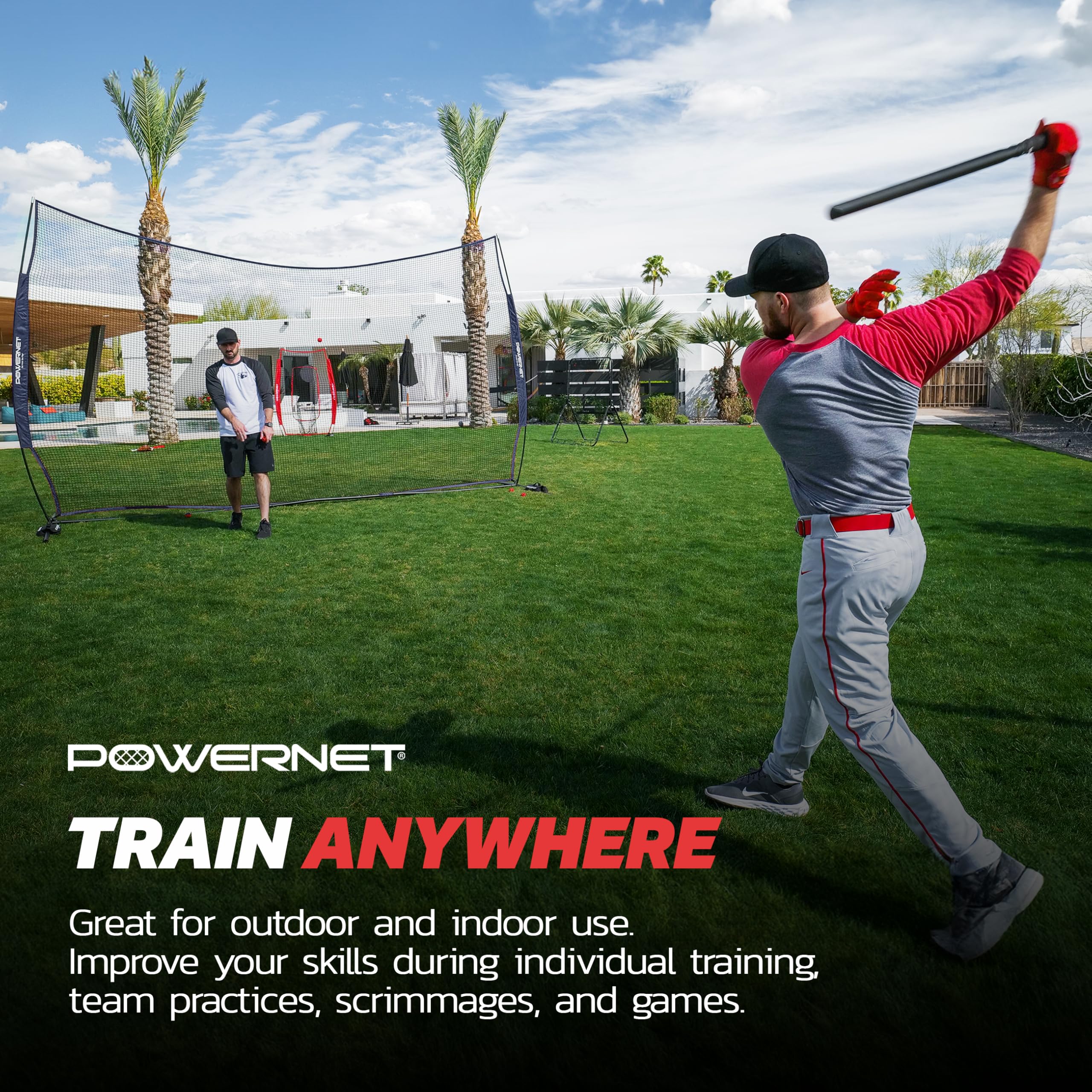 PowerNet Portable Sports Rebounder -Basketball, Volleyball, Soccer, Baseball, Softball and Lacrosse, Backyard & Garage Backstop, Indoor Outdoor Safety Net for Protection - Image 7