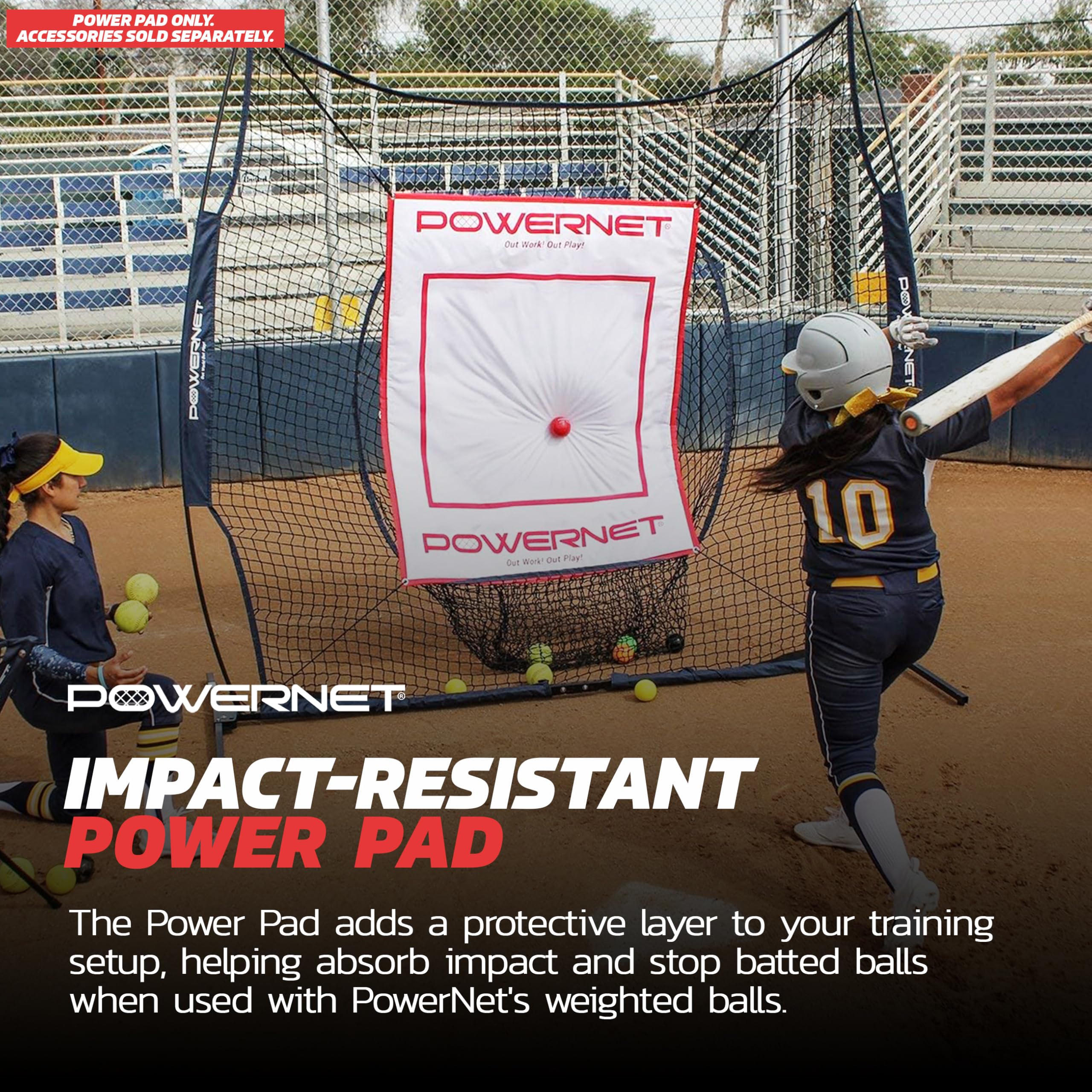 Powernet Power Pad Canvas Baseball & Softball Batting Pitching Backstop, Adjustable Height 46" x 59" Protection Area with Red Strike Zone, Perfect for Batting Cage or on Hitting Net - Image 4