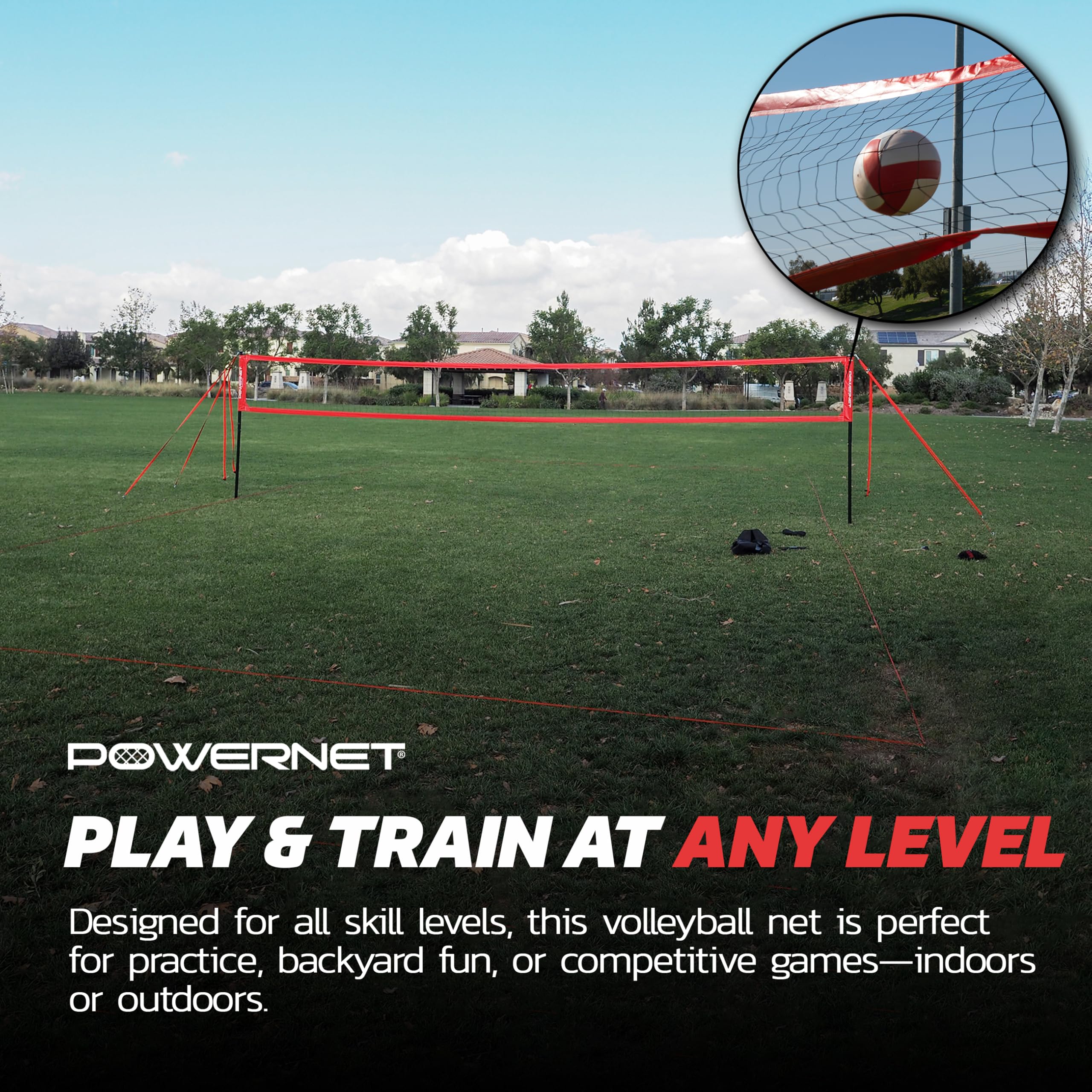 PowerNet Pro Volleyball Net, 32 Ft Wide Regulation Size, Adjustable Height Portable Net for Backyard, Beach & Park, Volleyball Training Equipment, Includes Carry Bag - Image 5
