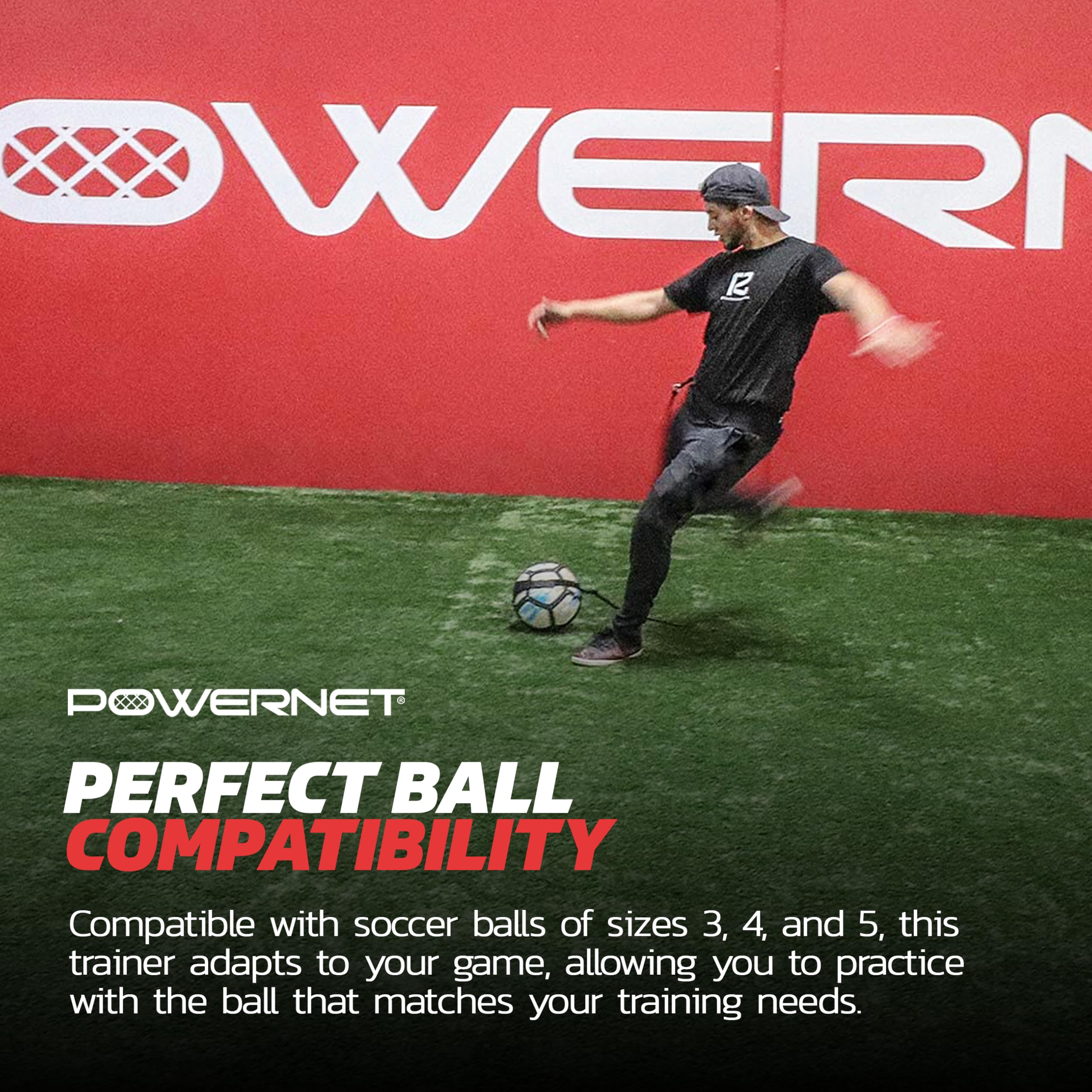 PowerNet Solo Rebounder, Adjustable Soccer Ball Skill Trainer for Kicking, Throwing & Juggling, Indoor Outdoor Soccer Training Equipment, Fits Ball Sizes 3, 4, and 5 - Image 6