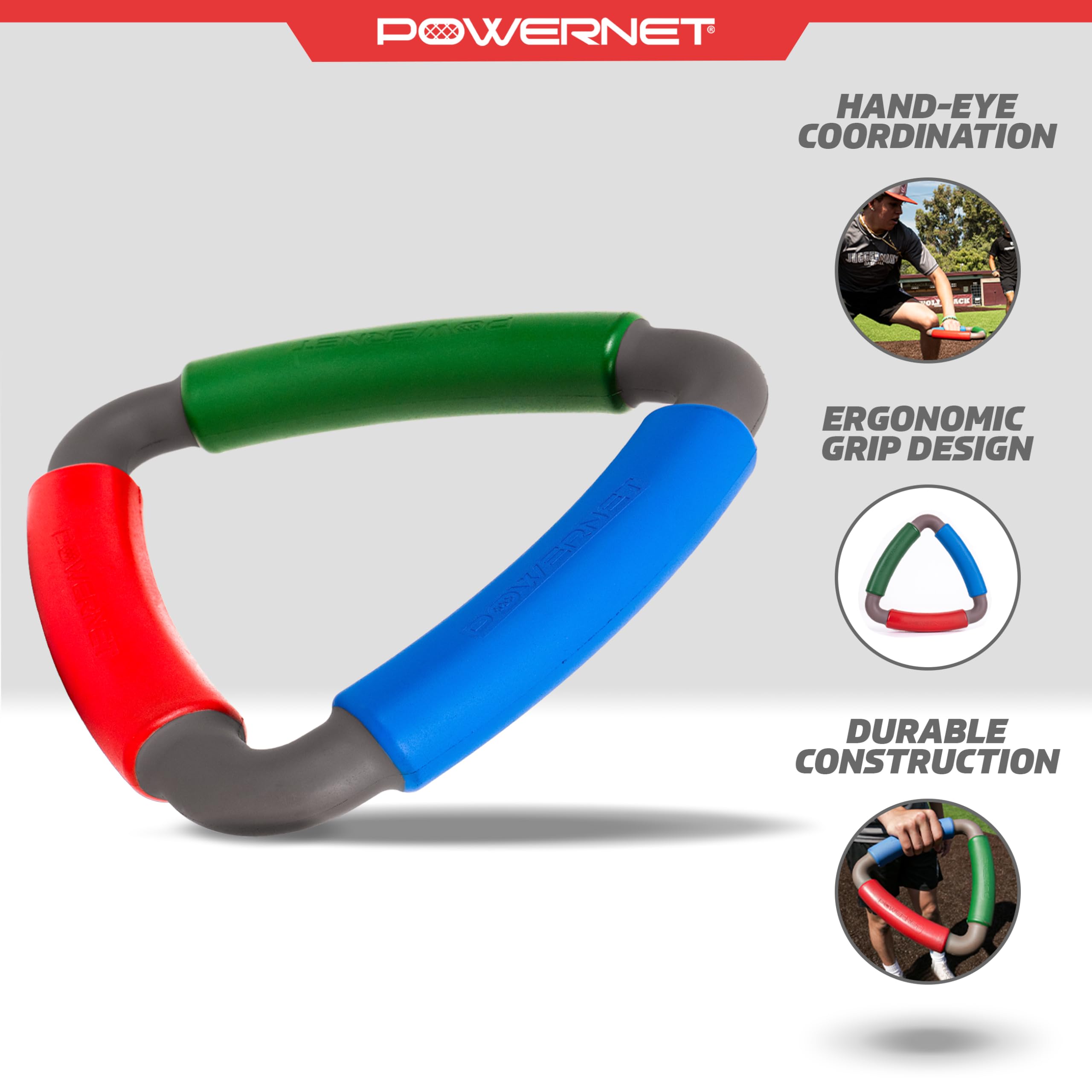 PowerNet Tri-Action Catch, Multi-Color Foam Speed and Agility Training Equipment for Football, Baseball & Softball, Triangle Hand Eye Coordination Training Aid to Improve Reaction Time & Reflexes - Image 3