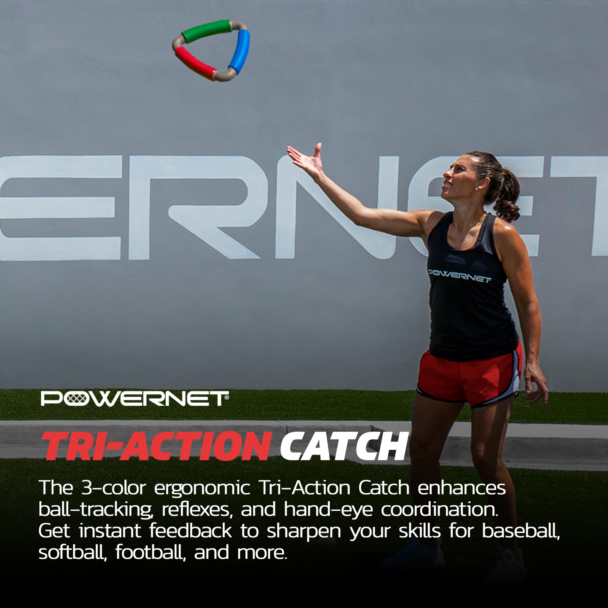PowerNet Tri-Action Catch, Multi-Color Foam Speed and Agility Training Equipment for Football, Baseball & Softball, Triangle Hand Eye Coordination Training Aid to Improve Reaction Time & Reflexes - Image 4