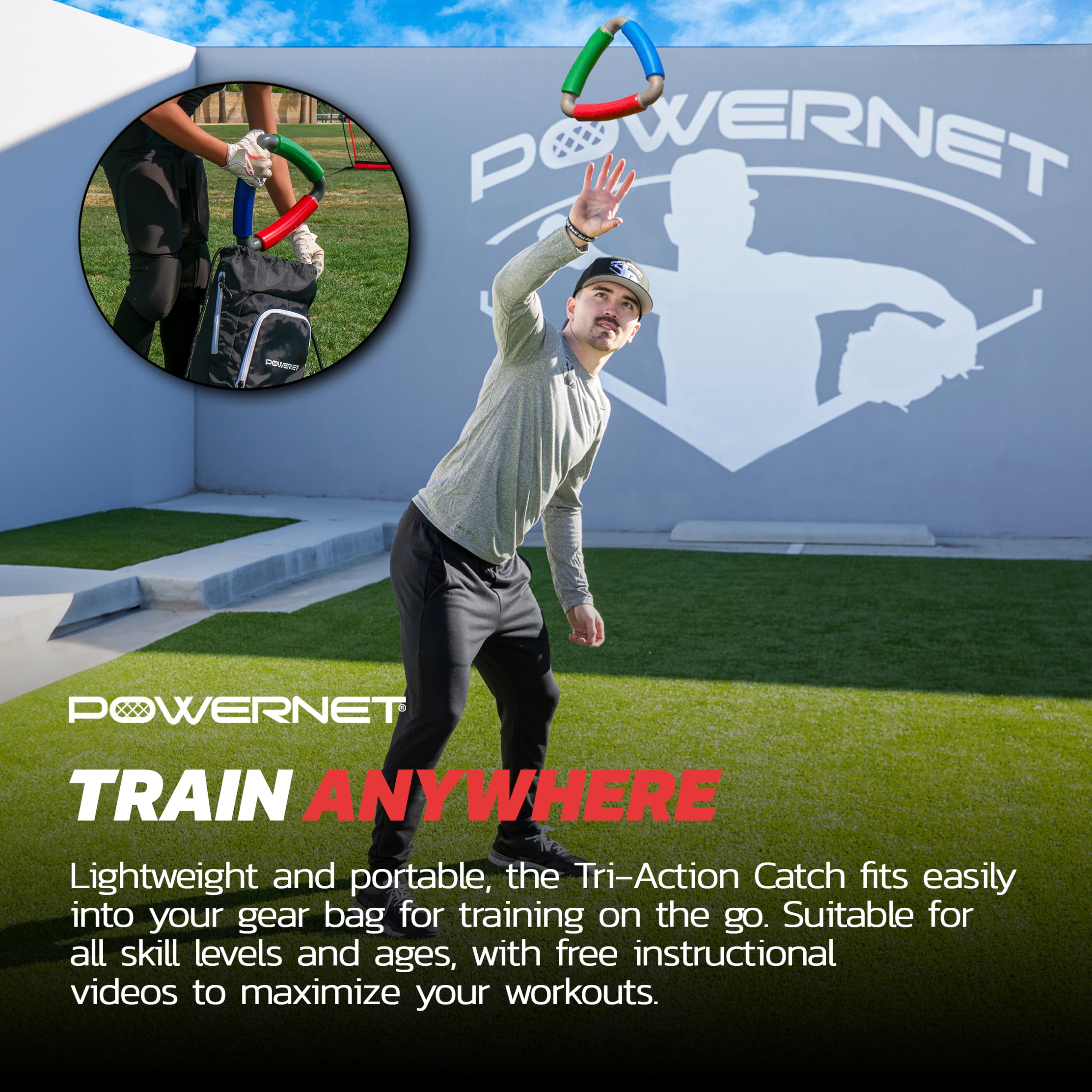 PowerNet Tri-Action Catch, Multi-Color Foam Speed and Agility Training Equipment for Football, Baseball & Softball, Triangle Hand Eye Coordination Training Aid to Improve Reaction Time & Reflexes - Image 7