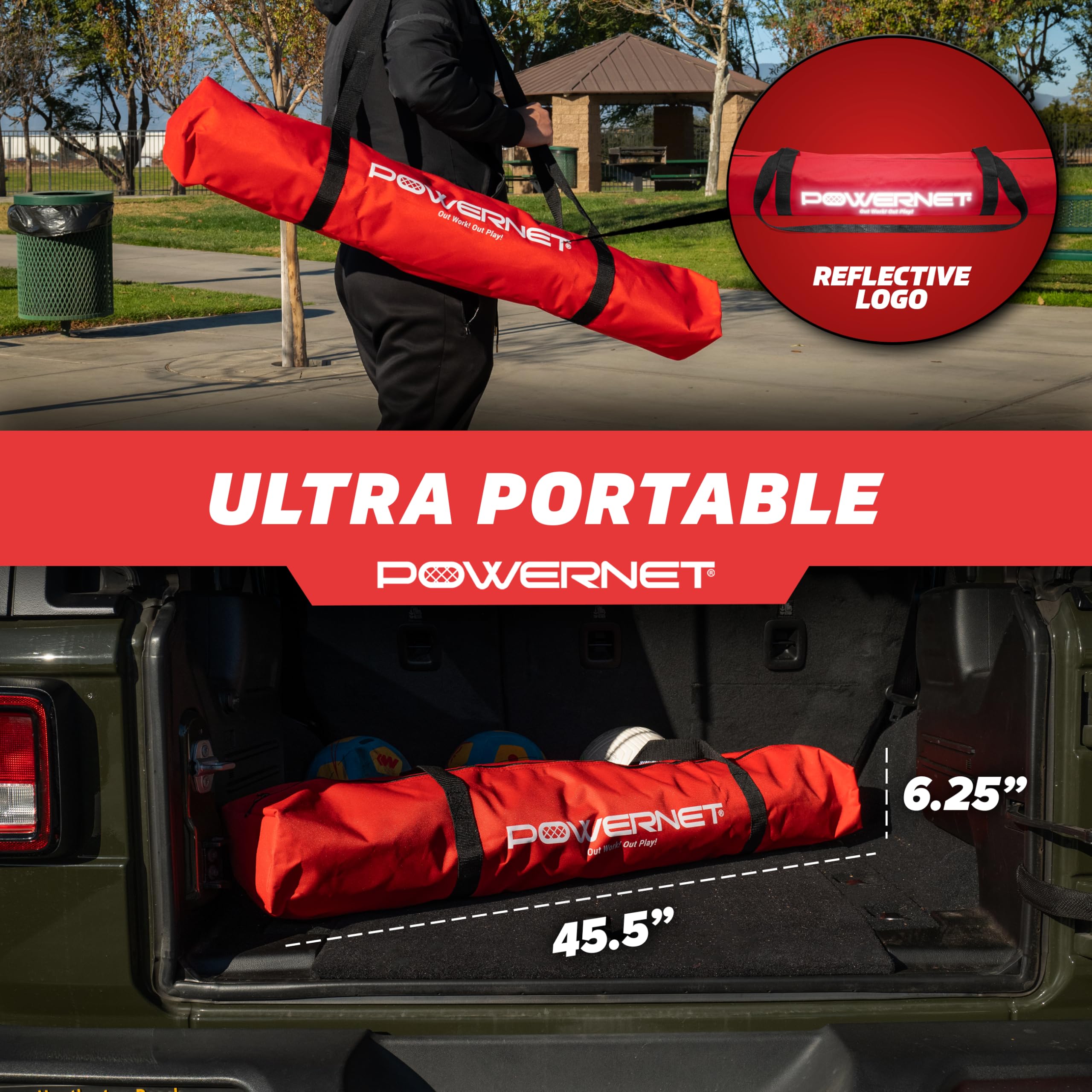 PowerNet Triple Threat Rebounder, Portable 3-Sided Futsal & Soccer Net, 80" L x 21" H Per Side, Training Equipment Rebound Net for Improving Soccer Ball Passing - Image 5