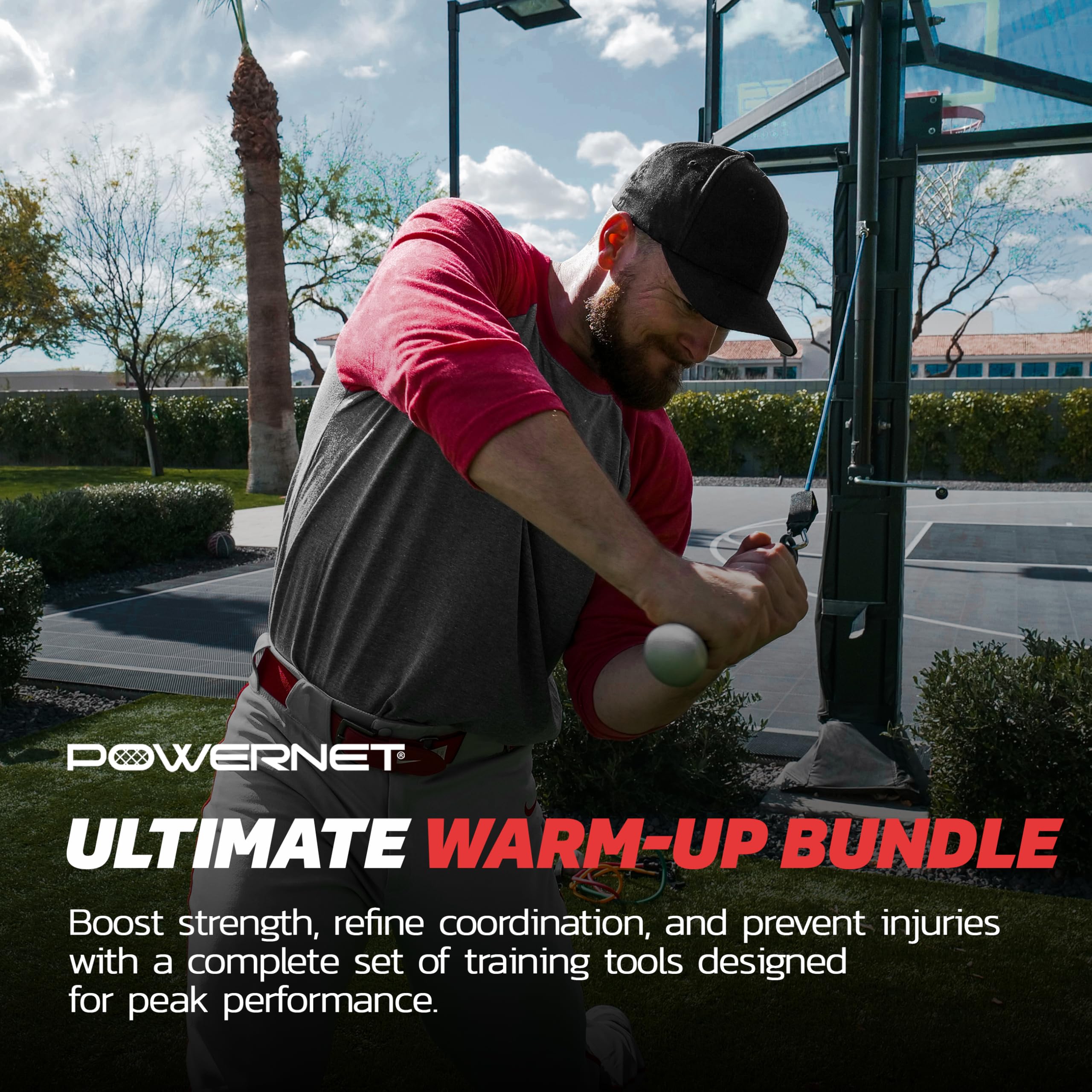 PowerNet Warm-Up Bundle, Resistance Band with 3 Different Grips, 2 Weighted Baseballs, 3 Micro Crushers, 3 Foam Tech Utility Training Balls & Bat Accelerator, Softball & Baseball Training Equipment - Image 4